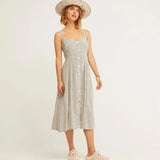 Vestido Botones Tirantes Rayure noir - ECRU