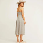 Vestido Botones Tirantes Rayure noir - ECRU