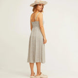 Vestido Botones Tirantes Rayure noir - ECRU