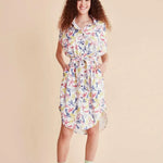 Vestido camisero acuarela - ECRU