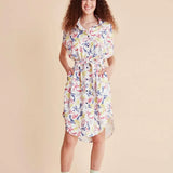 Vestido camisero acuarela - ECRU