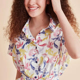 Vestido camisero acuarela - ECRU