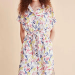 Vestido camisero acuarela - ECRU