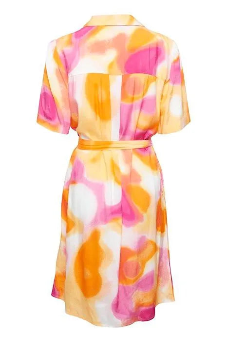 Vestido Camisero B.Young Estampado Raspberry Rose - ECRU