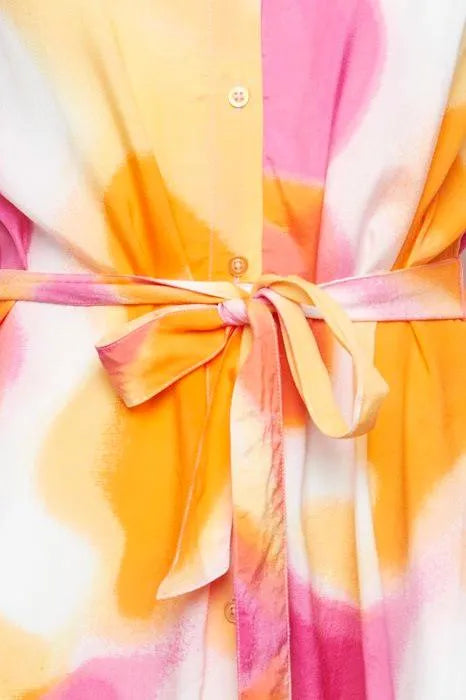 Vestido Camisero B.Young Estampado Raspberry Rose - ECRU