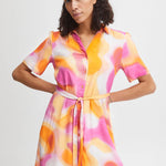 Vestido Camisero B.Young Estampado Raspberry Rose - ECRU