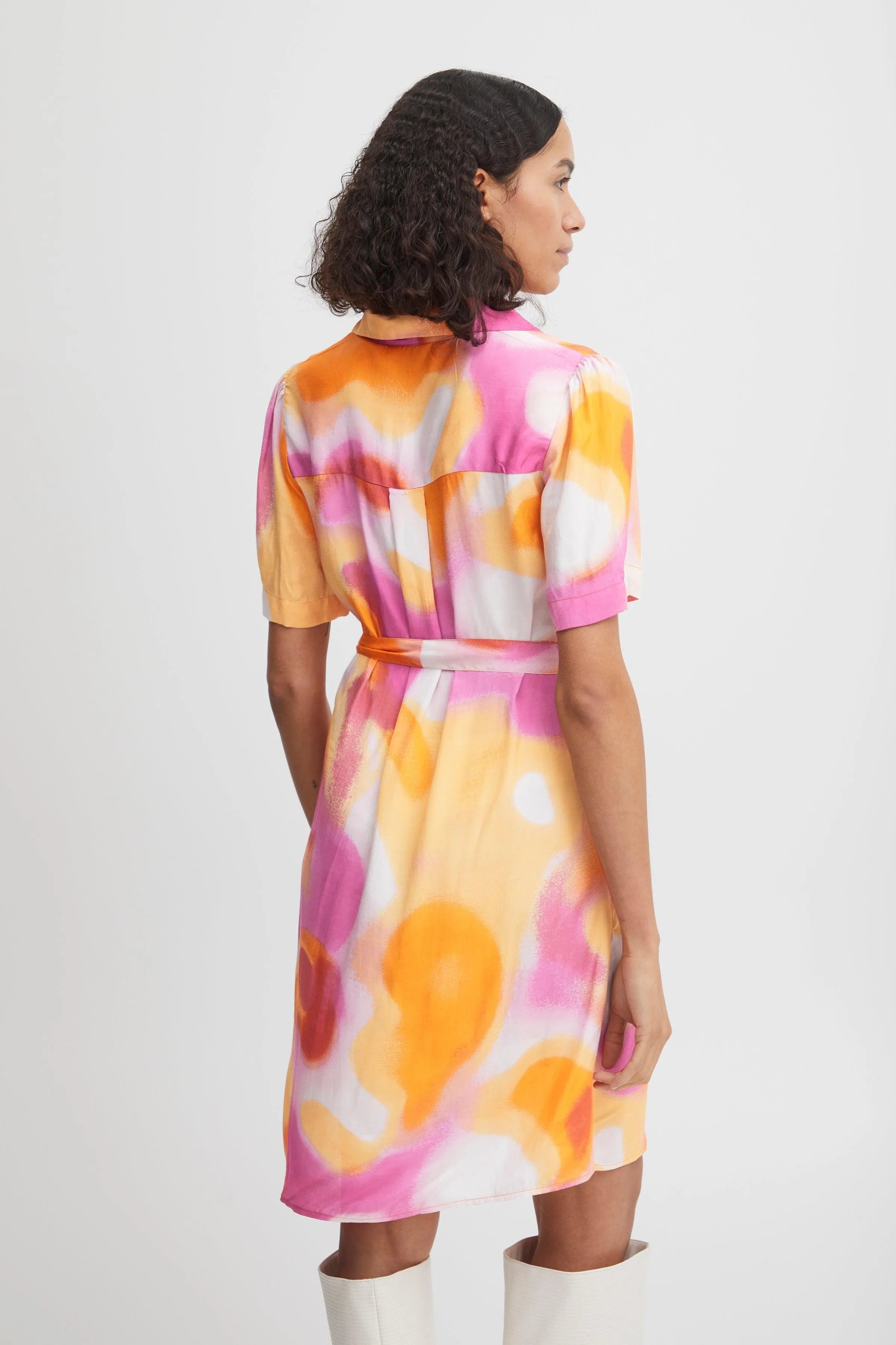 Vestido Camisero B.Young Estampado Raspberry Rose - ECRU