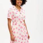 Vestido Camisero Batik Abby Off White pink Big Hearts - ECRU