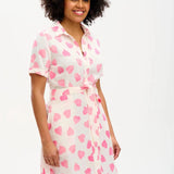 Vestido Camisero Batik Abby Off White pink Big Hearts - ECRU