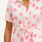 Vestido Camisero Batik Abby Off White pink Big Hearts - ECRU