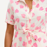 Vestido Camisero Batik Abby Off White pink Big Hearts - ECRU