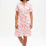 Vestido Camisero Batik Abby Off White pink Big Hearts - ECRU