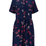 Vestido Camisero Batik Keeley Navy Tropical Island - ECRU
