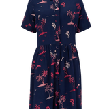Vestido Camisero Batik Keeley Navy Tropical Island - ECRU