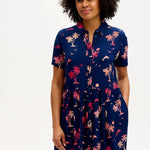Vestido Camisero Batik Keeley Navy Tropical Island - ECRU