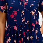 Vestido Camisero Batik Keeley Navy Tropical Island - ECRU