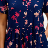 Vestido Camisero Batik Keeley Navy Tropical Island - ECRU