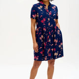 Vestido Camisero Batik Keeley Navy Tropical Island - ECRU
