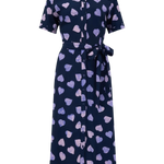 Vestido Camisero Batik Lauretta Navy Lilac Big Hearts - ECRU