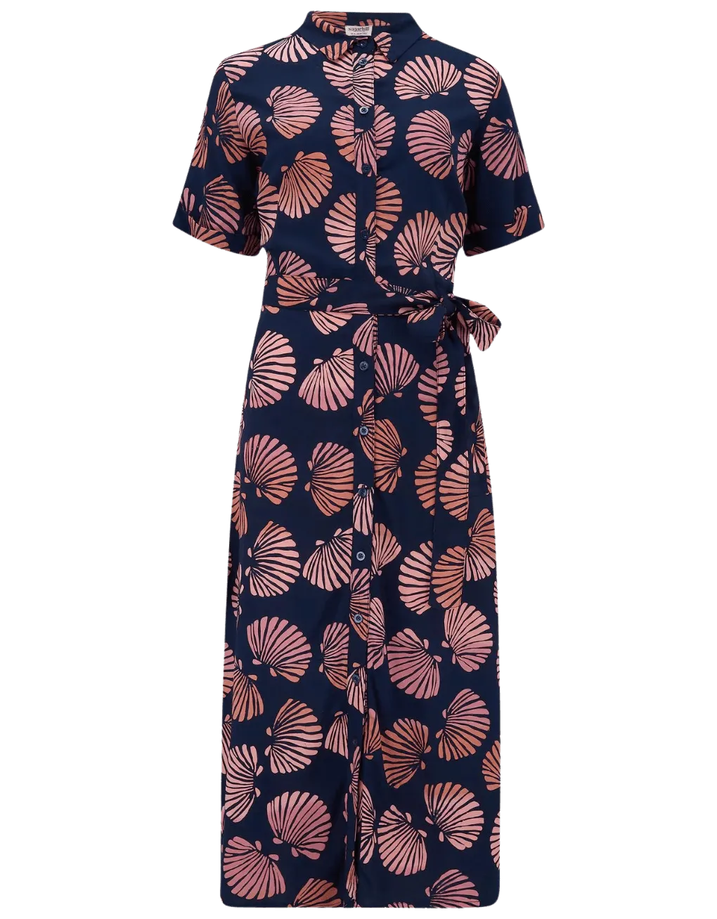 Vestido Camisero Batik Lauretta Navy Shells - ECRU