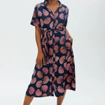 Vestido Camisero Batik Lauretta Navy Shells - ECRU