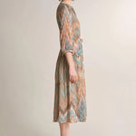 Vestido Camisero Cintado Estampado - ECRU