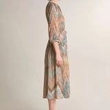 Vestido Camisero Cintado Estampado - ECRU