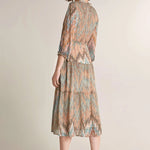 Vestido Camisero Cintado Estampado - ECRU