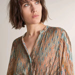 Vestido Camisero Cintado Estampado - ECRU