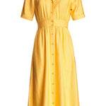 Vestido camisero cintado - ECRU