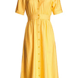 Vestido camisero cintado - ECRU