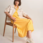 Vestido camisero cintado - ECRU