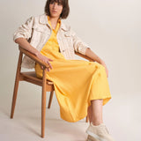 Vestido camisero cintado - ECRU