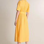 Vestido camisero cintado - ECRU