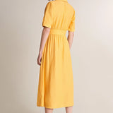 Vestido camisero cintado - ECRU