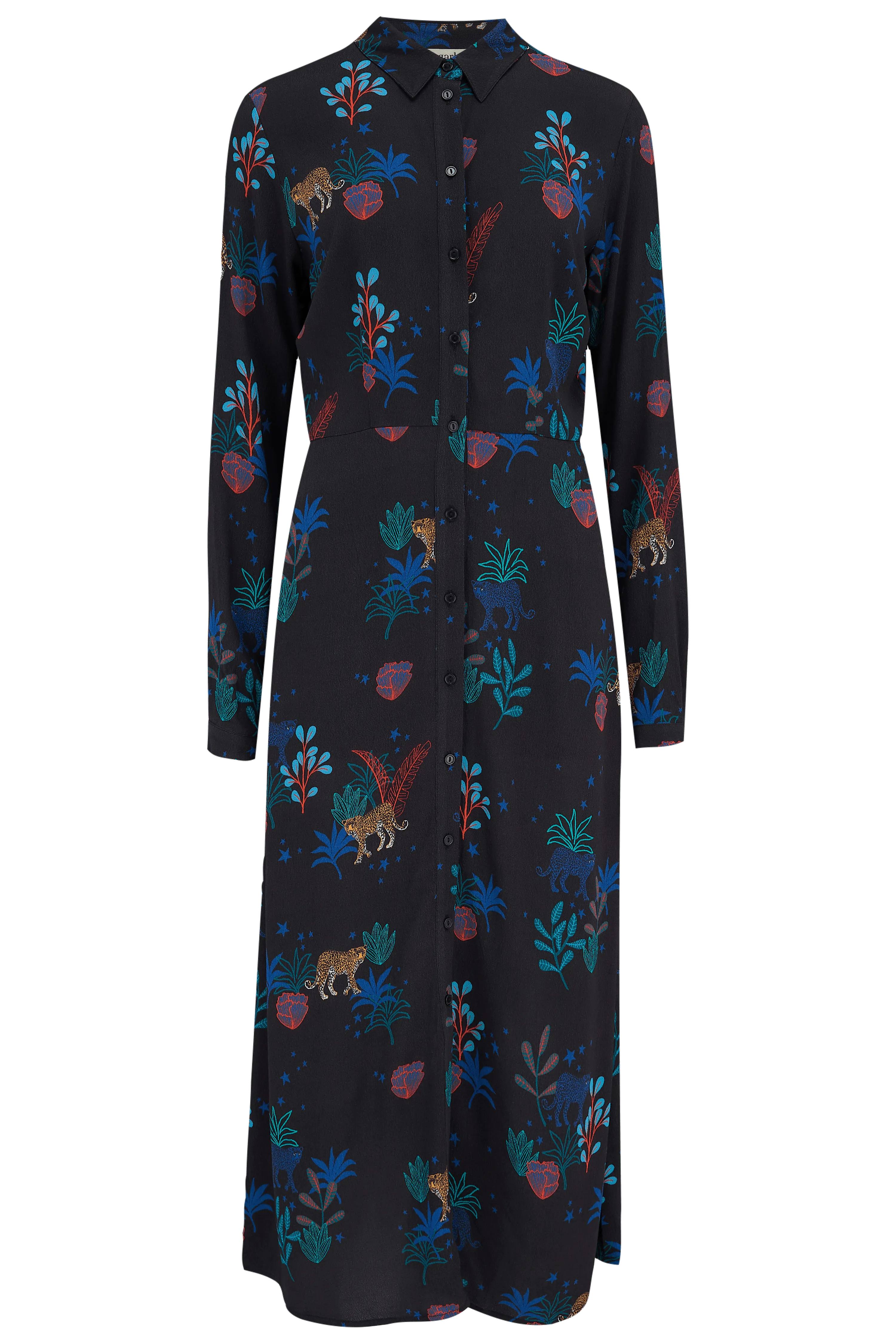 Vestido Camisero Clarissa Negro, Night Leopard - ECRU