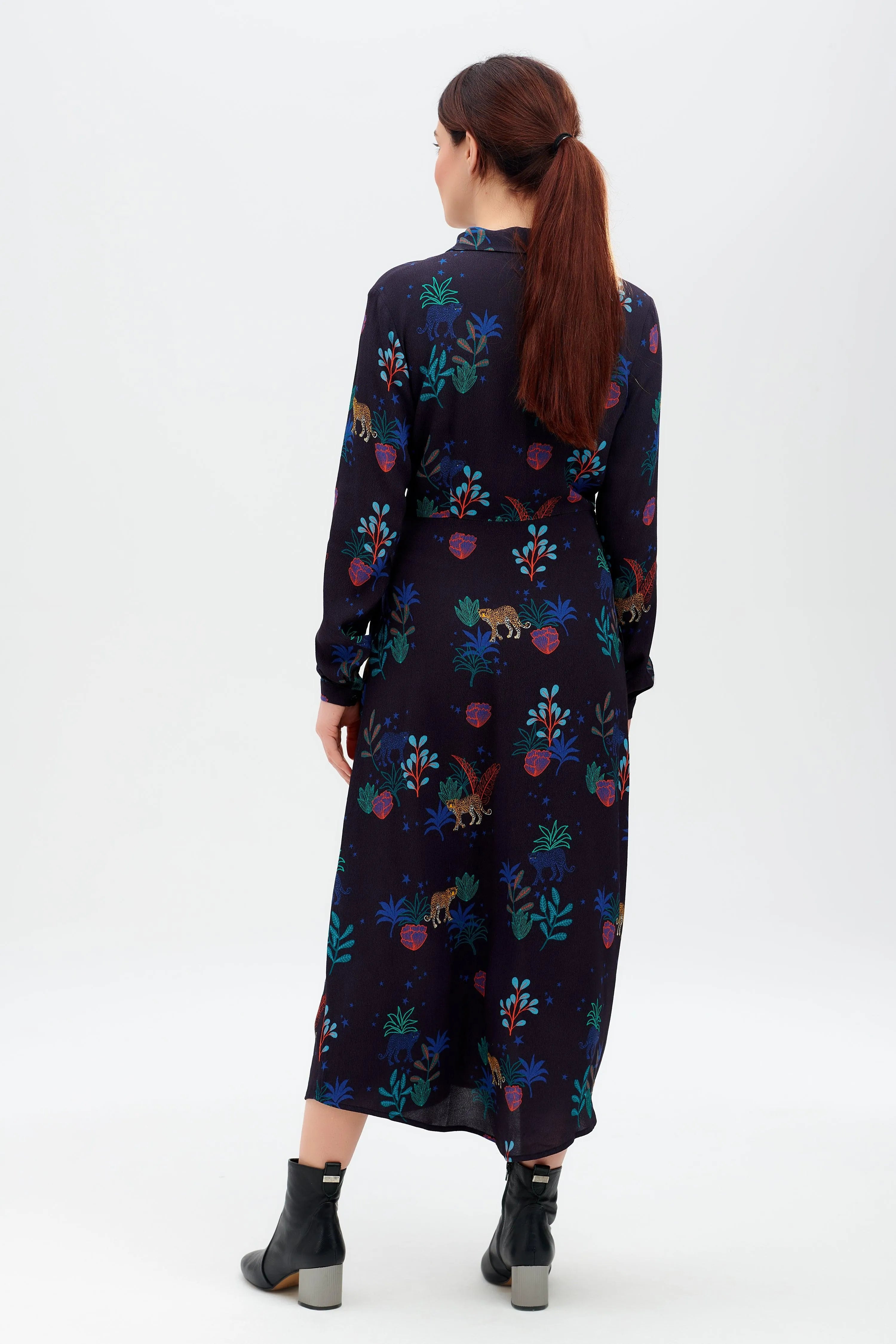 Vestido Camisero Clarissa Negro, Night Leopard - ECRU