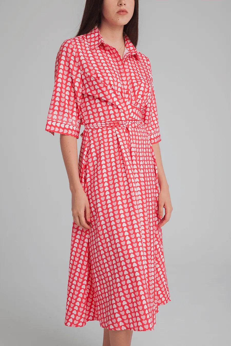 Vestido Camisero Corazones - ECRU