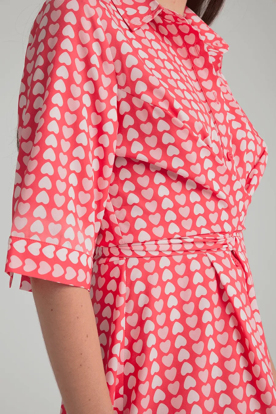 Vestido Camisero Corazones - ECRU