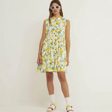 Vestido Camisero Corto Limones - ECRU