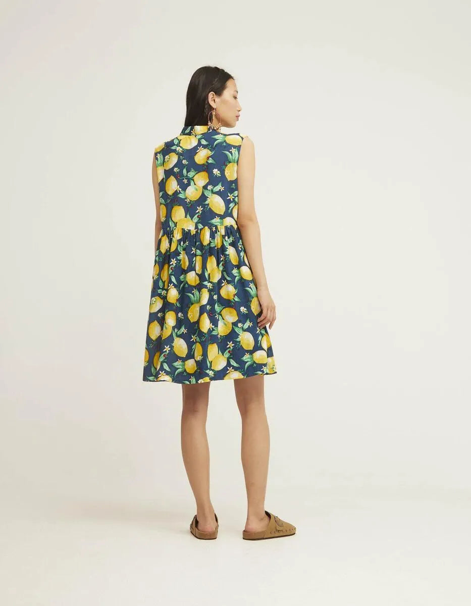 Vestido Camisero Corto Limones - ECRU
