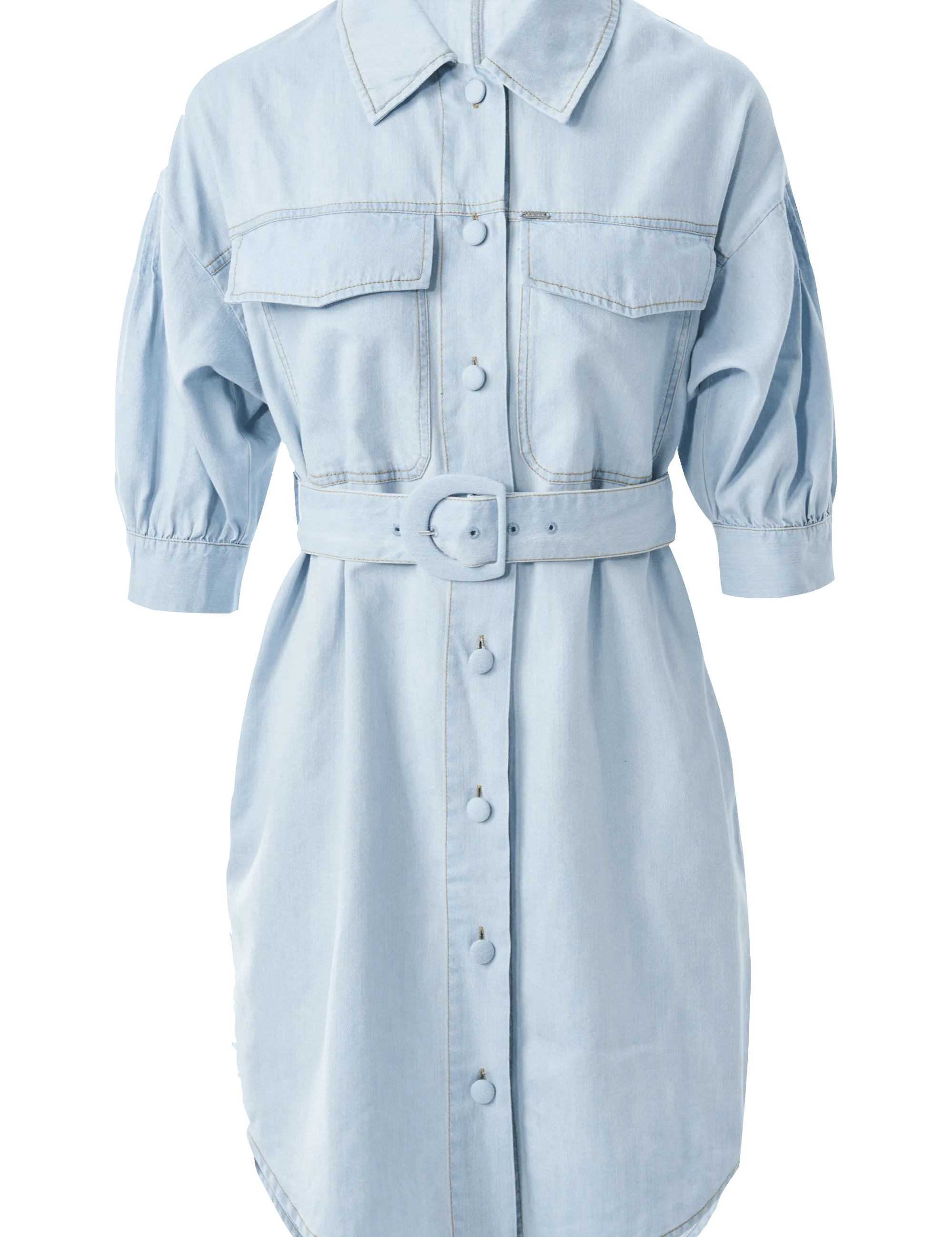 Vestido camisero de liocel - ECRU