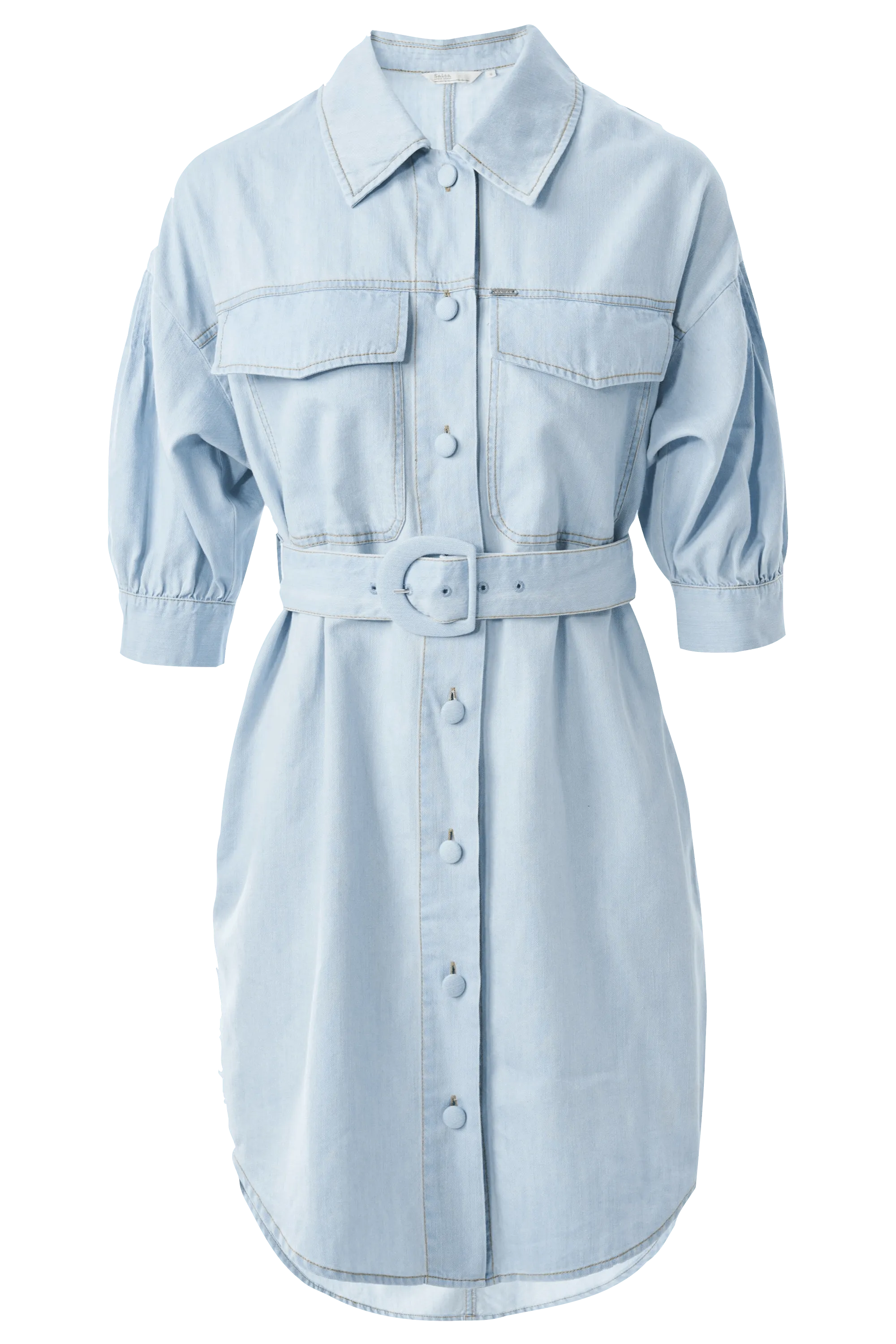 Vestido camisero de liocel - ECRU