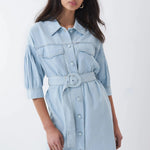 Vestido camisero de liocel - ECRU