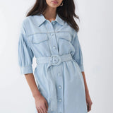 Vestido camisero de liocel - ECRU