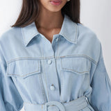 Vestido camisero de liocel - ECRU