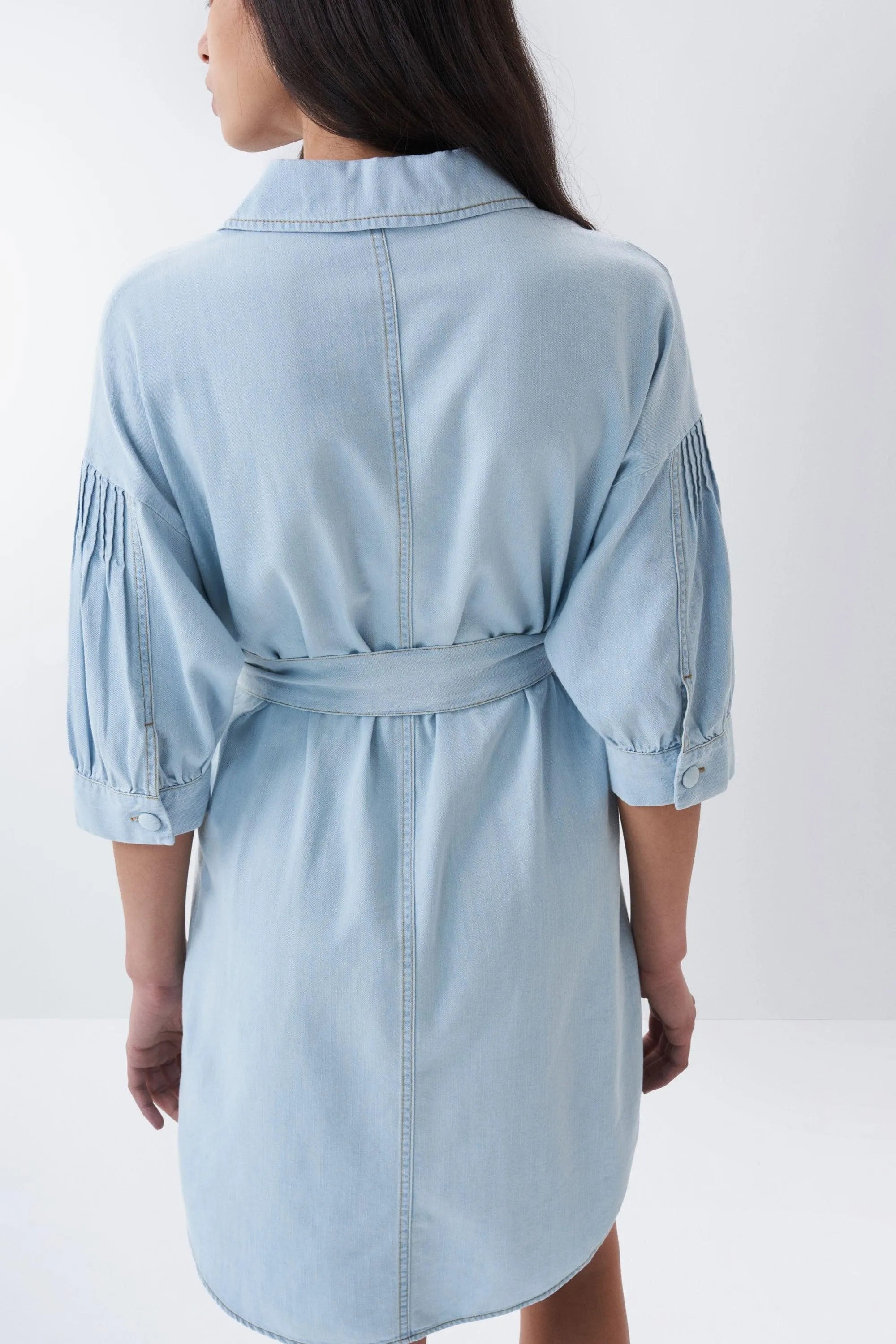 Vestido camisero de liocel - ECRU