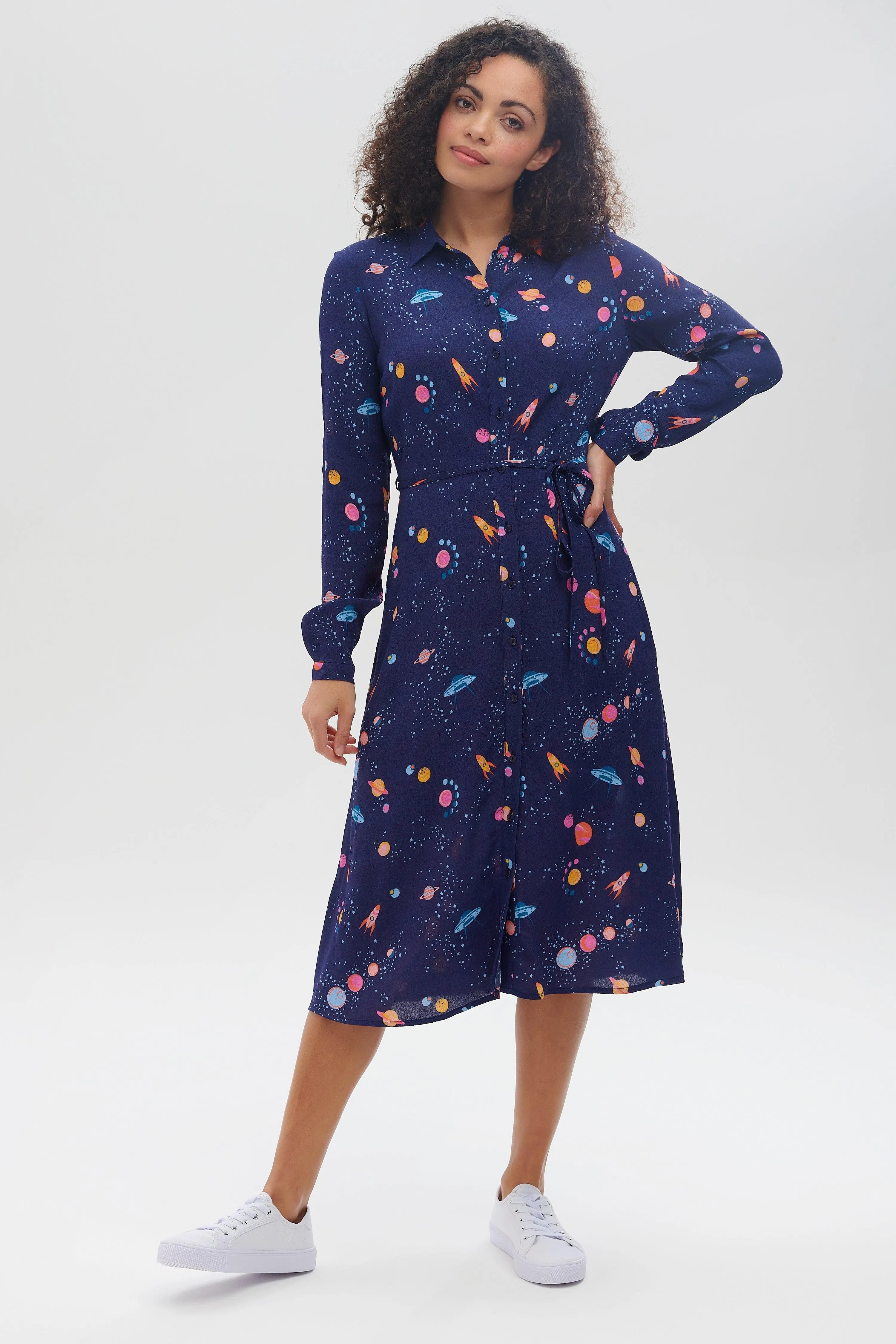 Vestido Camisero Elspeth - Azul marino, Ufo Space - ECRU