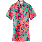 Vestido camisero flores tropical - ECRU