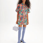 Vestido camisero flores tropical - ECRU